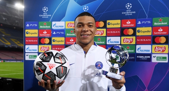 mbampe with hattrick ball and man of the match award